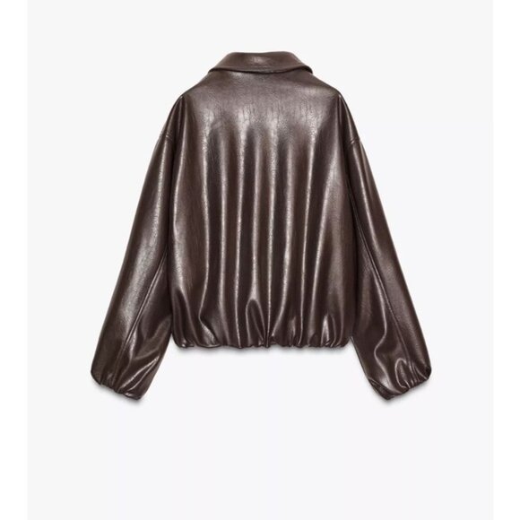 ZARA FAUX LEATHER BOMBER JACKET - Picture 6 of 7